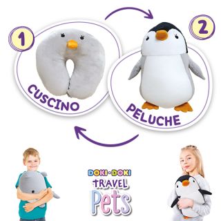 Travel Pets Pinguino - Cuscino da viaggio diventa un maxi peluche